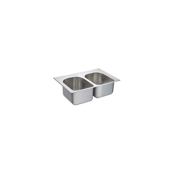 33"X22" Stainless Steel 18 Gauge Double Bowl Drop In Sink